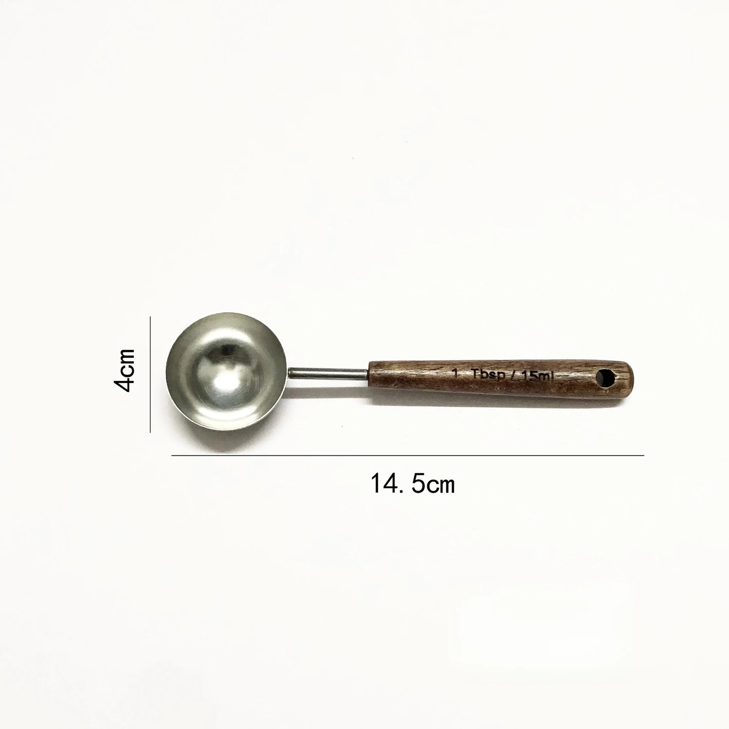 Oak Handle Stainless Steel Measuring Spoon - Coffee Bean Milk Powder