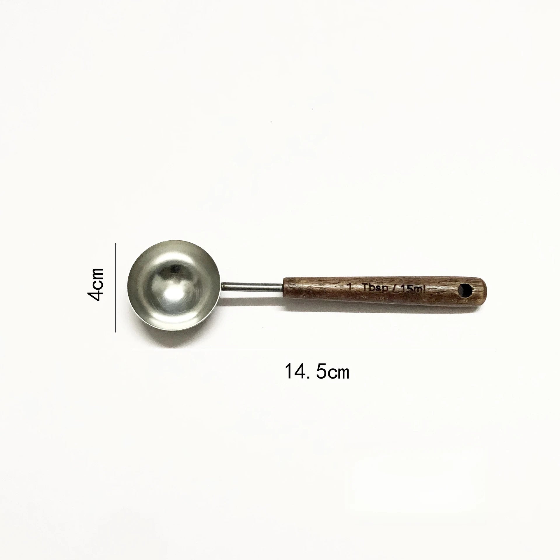Oak Handle Stainless Steel Measuring Spoon - Coffee Bean Milk Powder