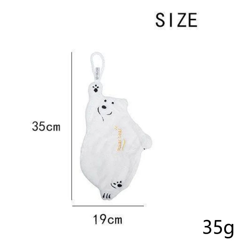 Super Absorbent Coral Fleece Kitchen Hand Towel - Polar Bear Design