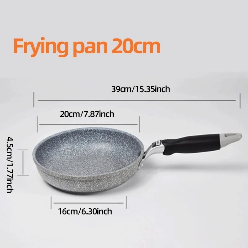 Non-Stick Stone Coating Frying Pan Set 20-28cm Induction Gas Compatible