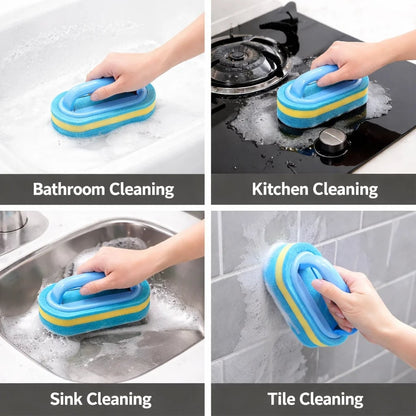 Heavy-Duty Cleaning Brush with Handle - Kitchen Bathroom Scrubber