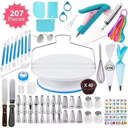 Rotating Cake Turntable & Icing Smoother Kit - DIY Decorating Tools