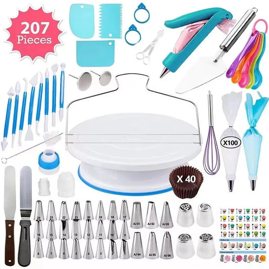 Rotating Cake Turntable & Icing Smoother Kit - DIY Decorating Tools