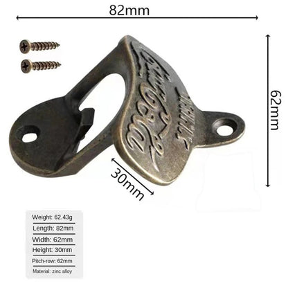 Zinc Alloy Wall Mount Bottle Opener with Screws - Professional Bar Tool