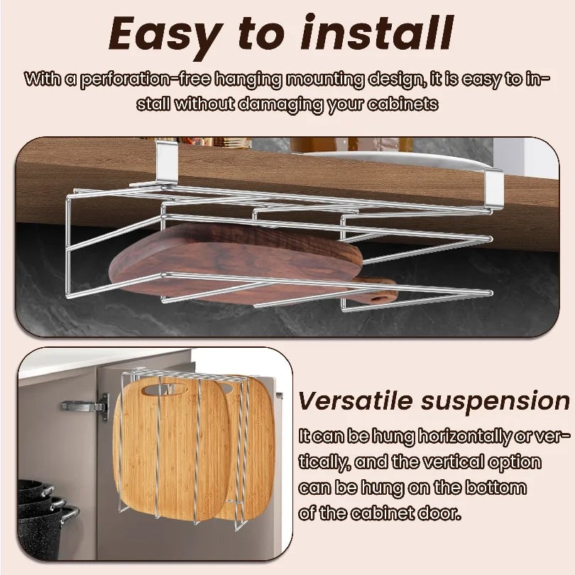 Stainless Steel Under Cabinet Cutting Board Organizer Holder
