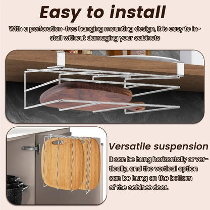 Stainless Steel Under Cabinet Cutting Board Organizer Holder