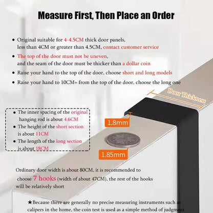 6-Hook Over Door Hanger - Multi-Purpose Clothes Coat Hat Organizer