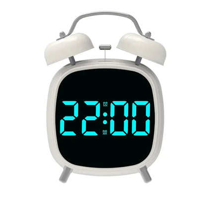 Voice Control Digital Alarm Clock Super Loud Double Bell Heavy Sleeper