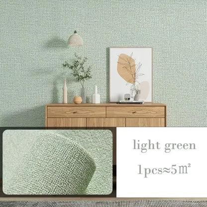 Waterproof Self Adhesive Linen Wallpaper - Plain Color Wall Stickers