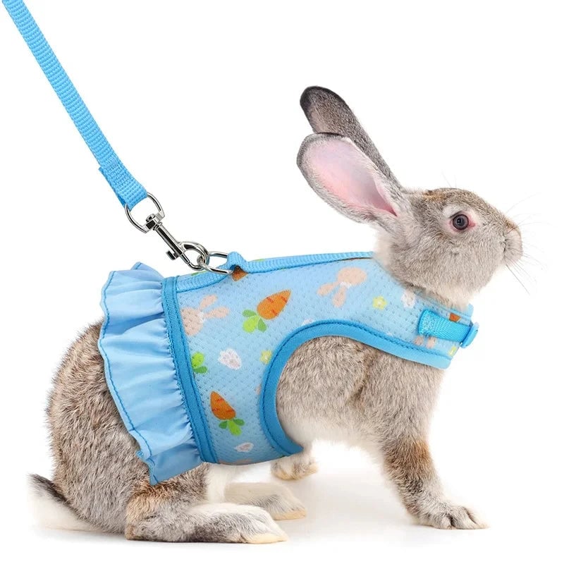 Adjustable Mesh Rabbit Harness Leash - Breathable Vest for Bunnies