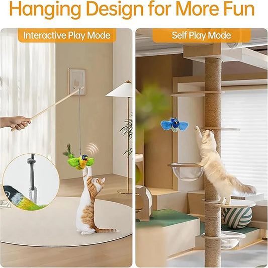 Interactive Bird Cat Toy - Wall Mount Sound Catnip Teaser Indoor Play
