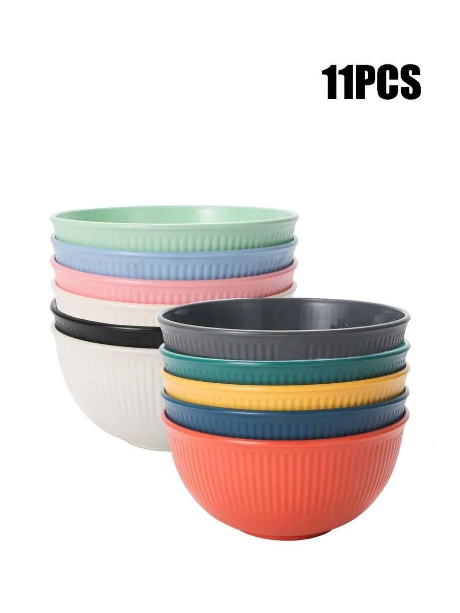 Plastic Bowl Set 4/11pcs - Microwave Dishwasher Safe Camping Kitchen