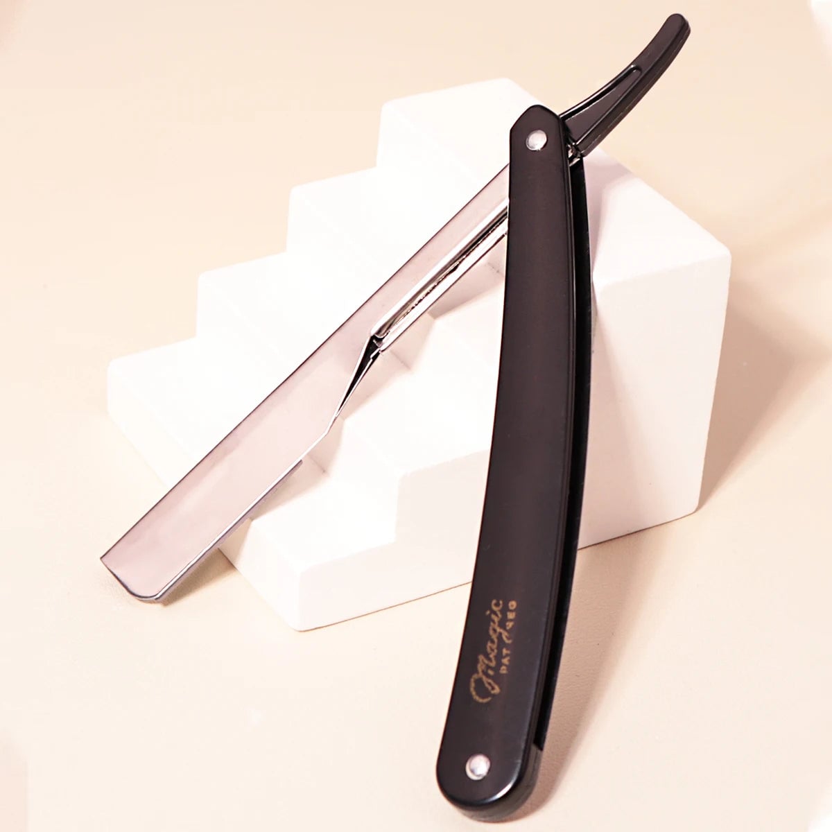 2pc Folding Straight Edge Manual Razor Set - Professional Barber