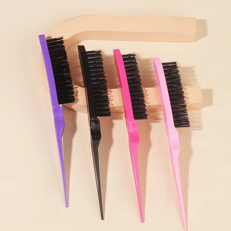 Hair Teasing Brush Rat Tail Comb Back Combing Styling Tool Real Hair