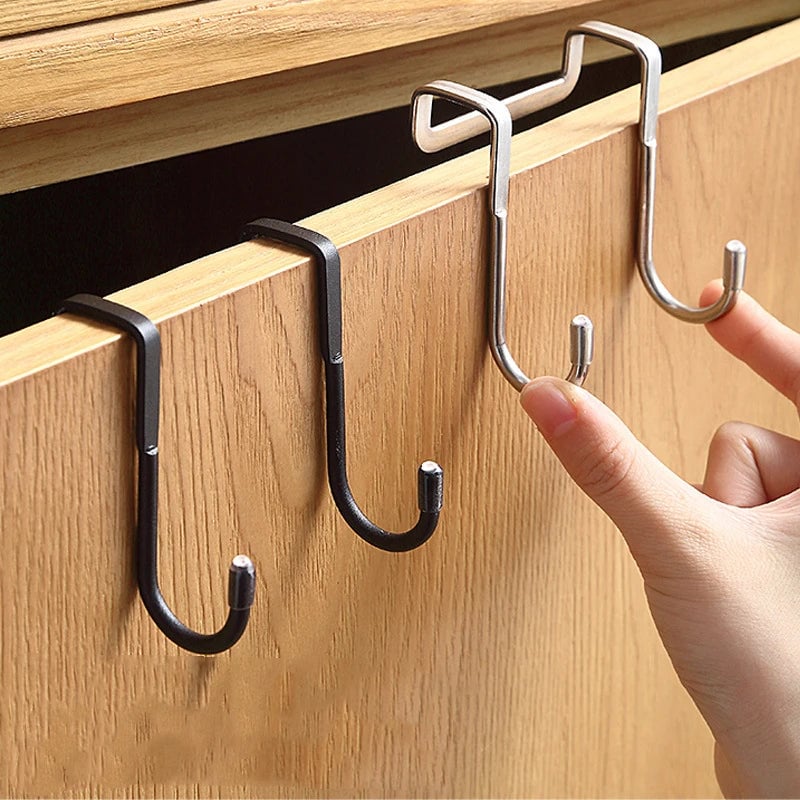304 Stainless Steel S-Hook Door Hanger - No Drill Kitchen Towel