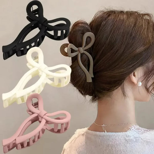 Matte Acrylic Bow Hair Claw Clip - Large Ponytail Crab Hair Clip