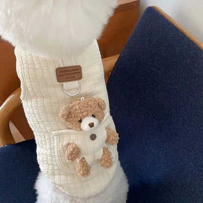 Soft Cartoon Pet Vest Harness - Autumn Winter Dog Cat Clothing