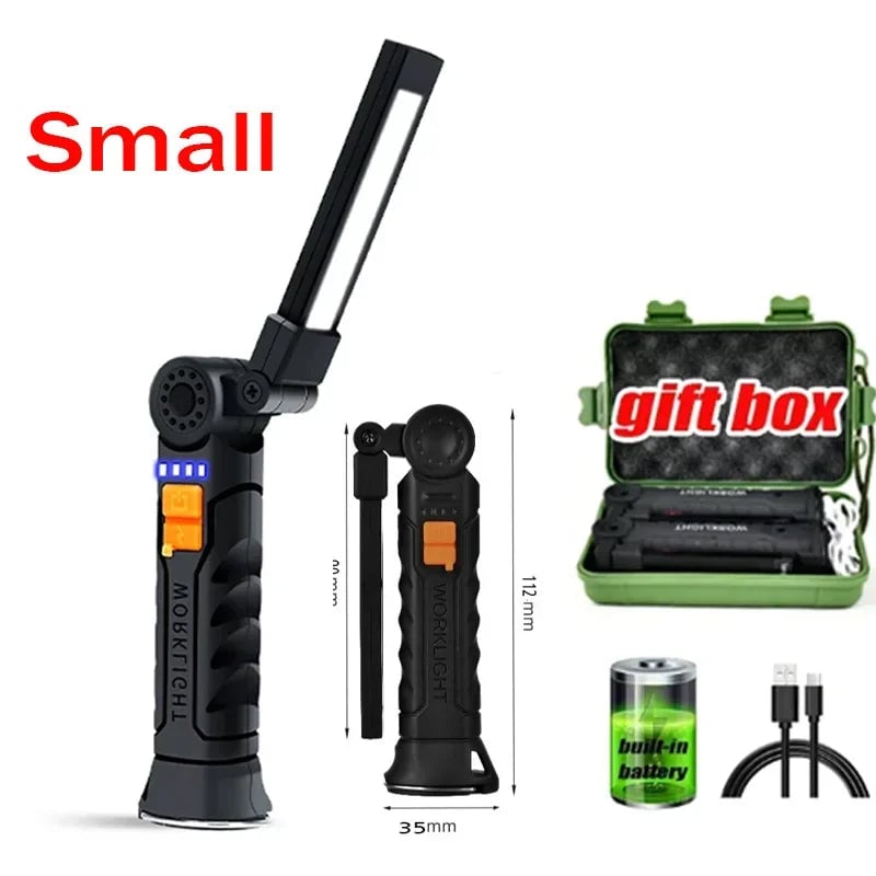 USB Rechargeable COB LED Work Light Magnetic Portable Camping Torch