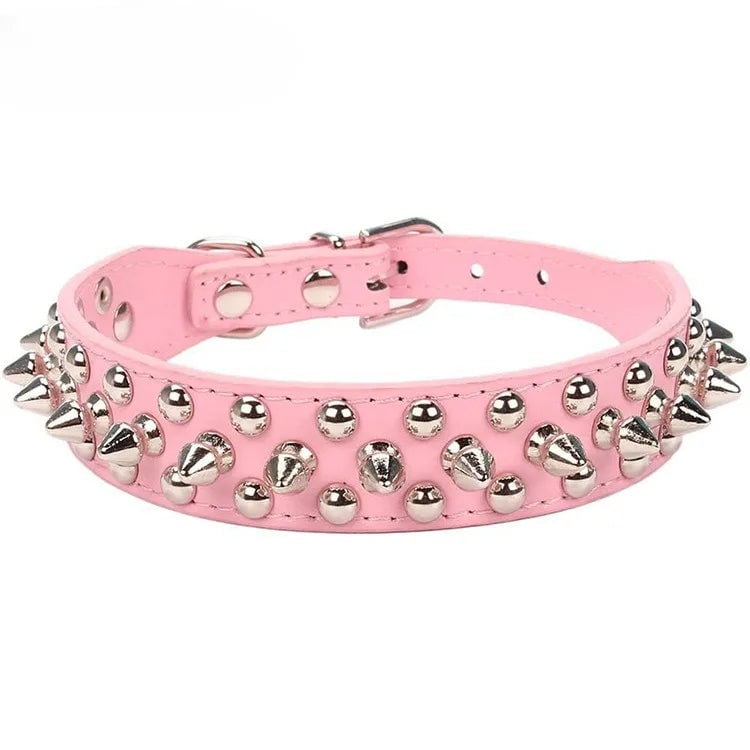 Adjustable PU Leather Spiked Dog Collar - Punk Rivet Design Small Pet