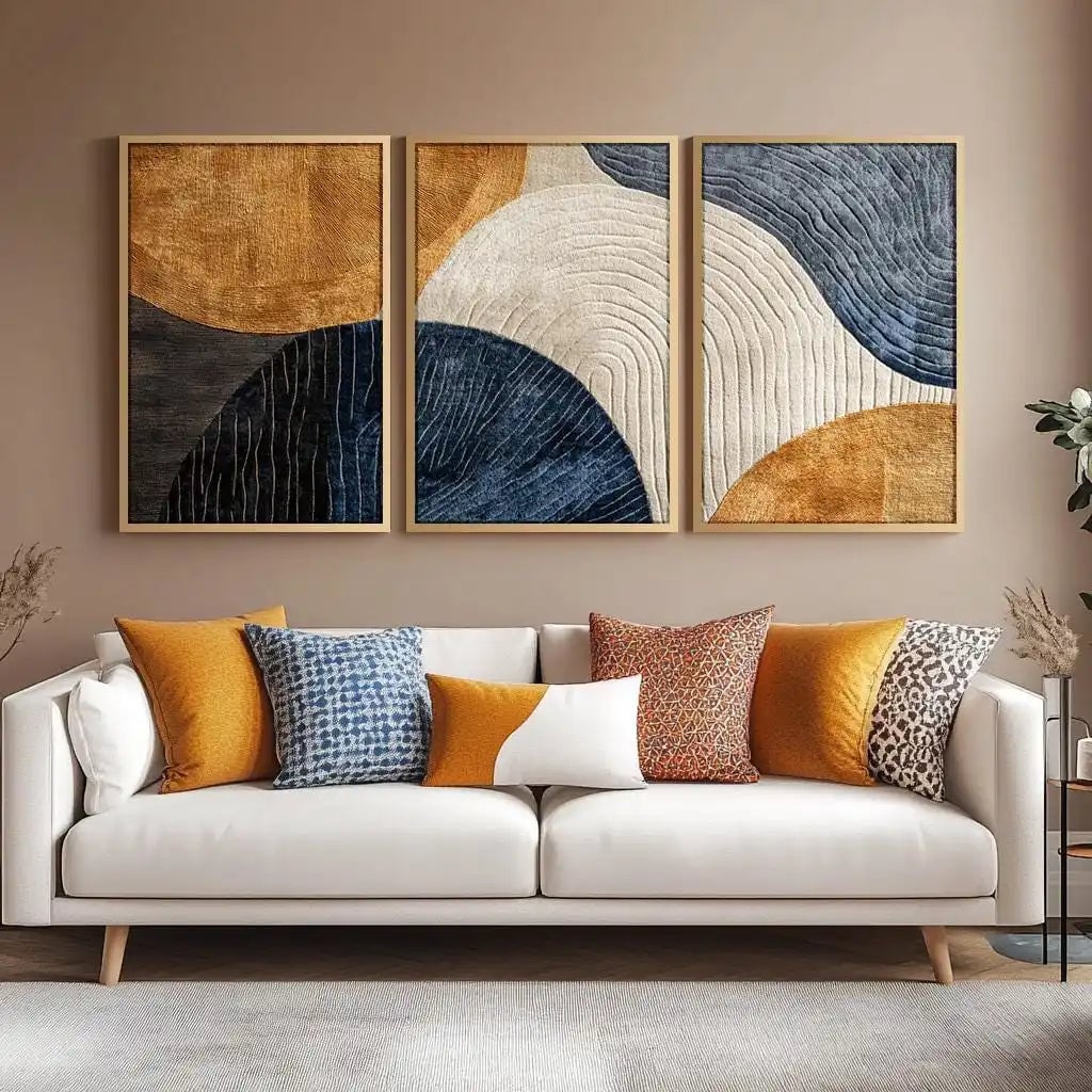 Japandi Triptych Canvas Wall Art Set Nature Abstract Modern Poster