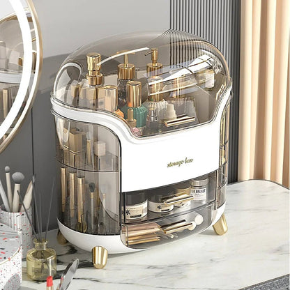 Waterproof Makeup Organizer with Lid & Drawers - Countertop Storage