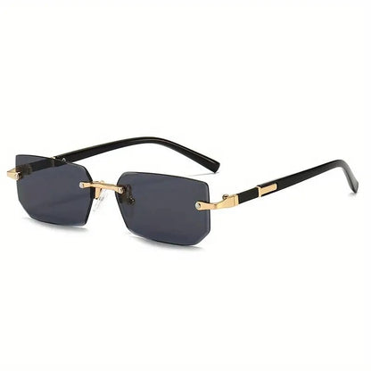 Rimless Rectangle Sunglasses - Unisex Small Square UV Protection