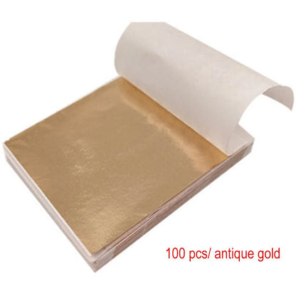Gold Silver Foil Leaf Paper 100 Sheets Gilding Art Craft
