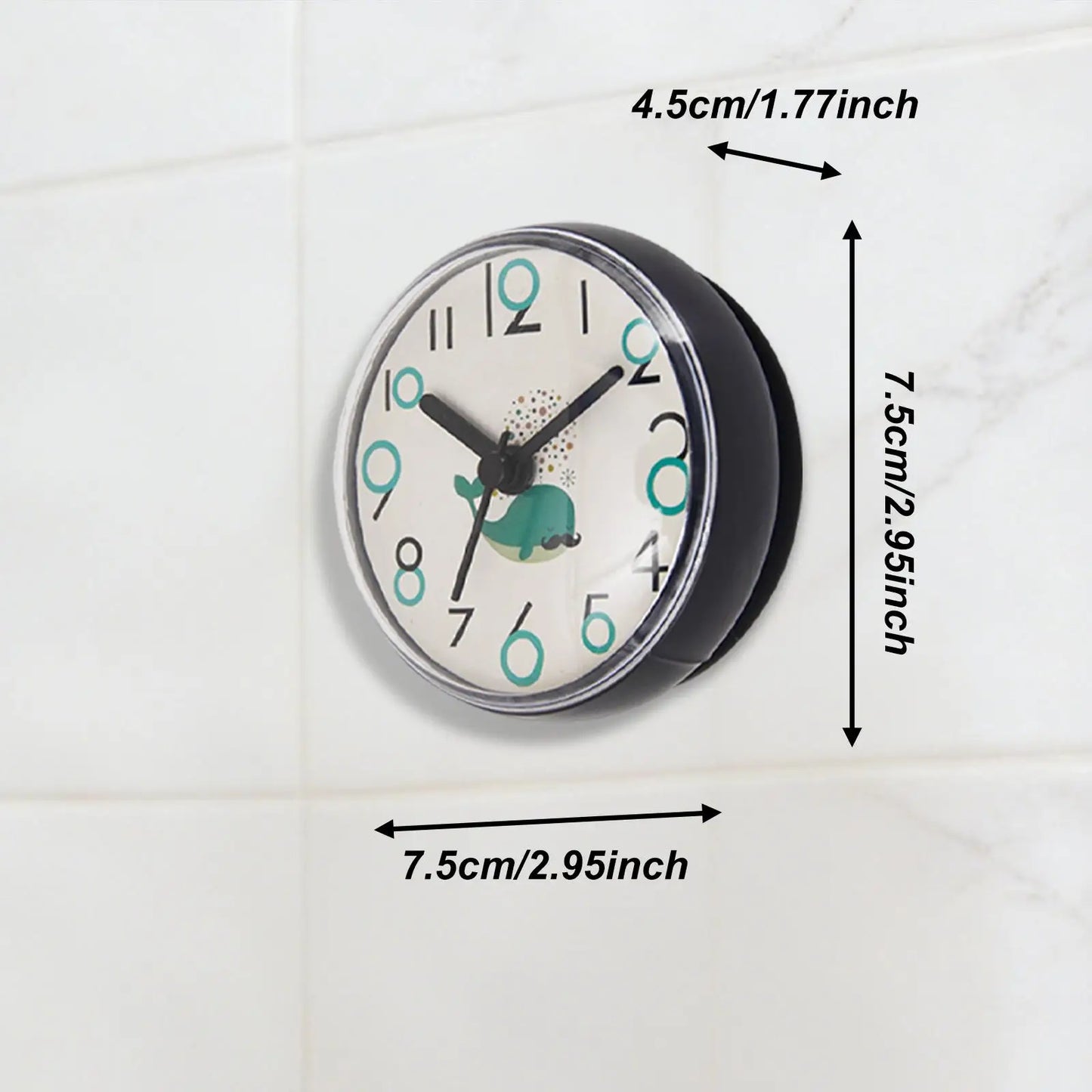 Waterproof Bathroom Shower Clock with Suction Cup - Small Round