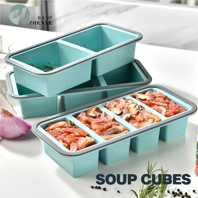 Giant Silicone Ice Cube Tray with Lid - Large Food Storage Mold