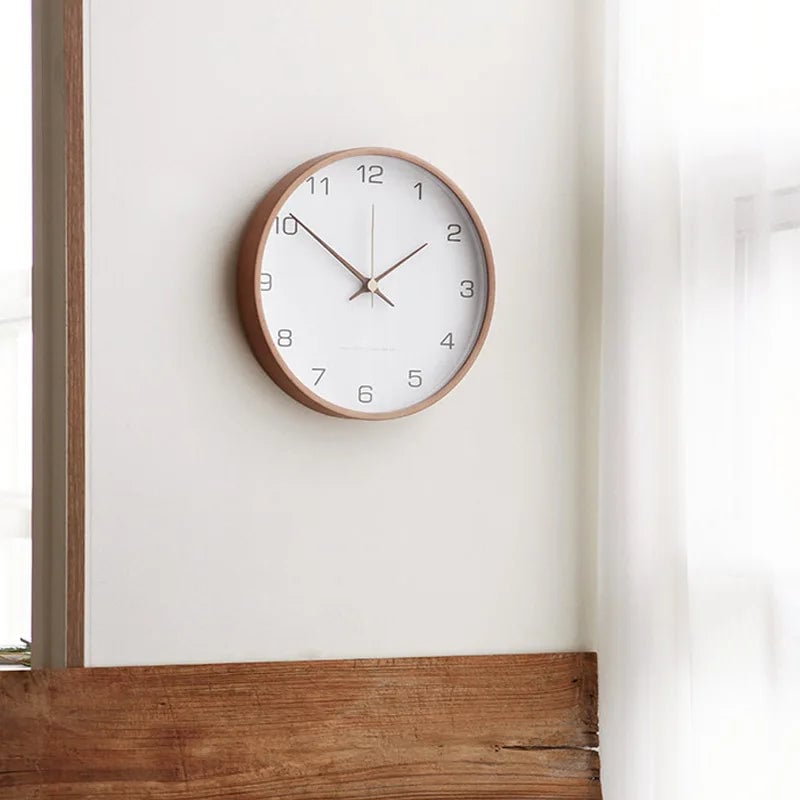 Nordic Solid Wood Wall Clock - Modern Minimalist Design Home Decor