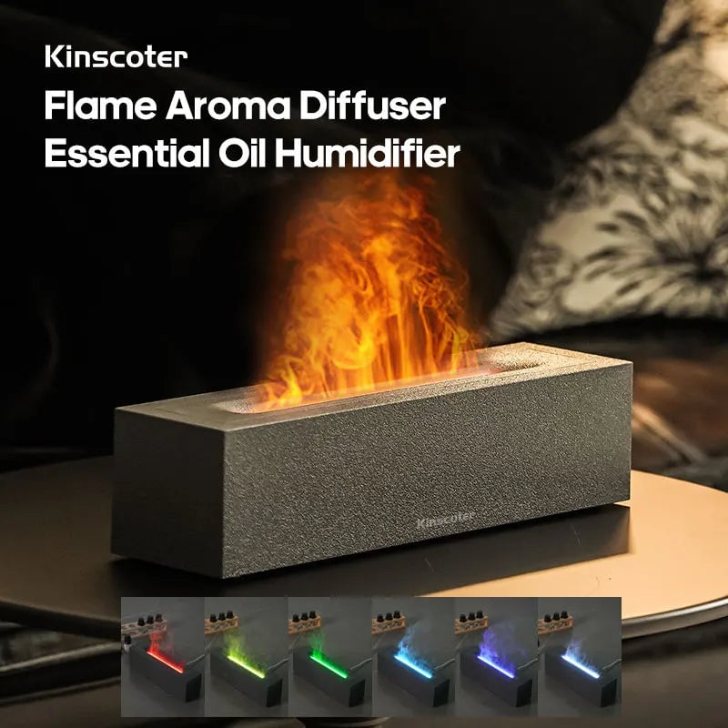 Ultrasonic Cool Mist Humidifier LED Flame Aroma Diffuser 300ml