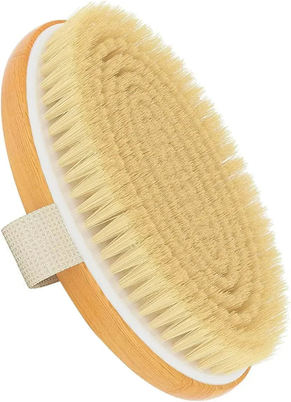 Natural Bristle Wooden Body Brush for Dry Skin Exfoliation