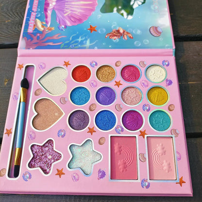 18-Color Fluorescent Pink Matte Eyeshadow Palette with Mirror