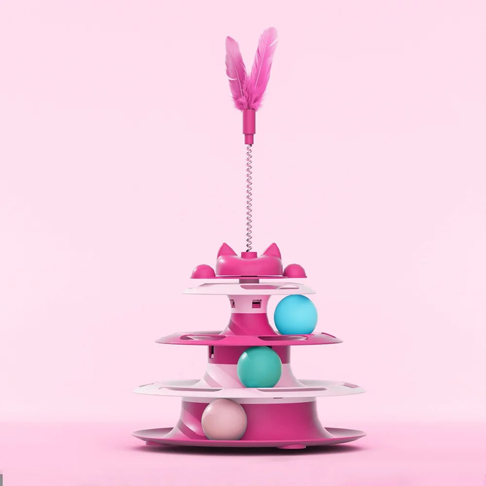 Interactive Cat Toy Set: Turntable, Teaser Wand & Balls for Cats