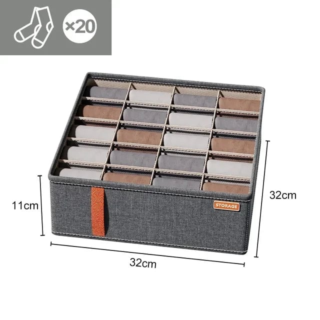 Multi-Compartment Underwear Bra Sock Drawer Organizer Storage Box