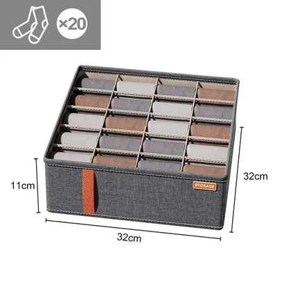 Multi-Compartment Underwear Bra Sock Drawer Organizer Storage Box
