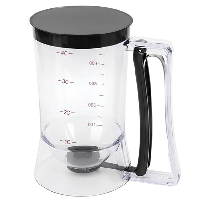 Handheld Batter Dispenser Measuring Cup with Funnel - Cake Mix Tool