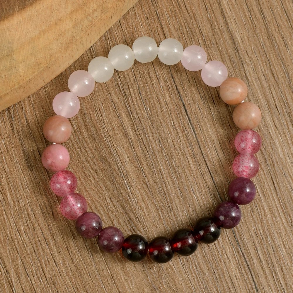 Pink Amethyst Beaded Bracelet - Natural Stone Self Love Jewelry