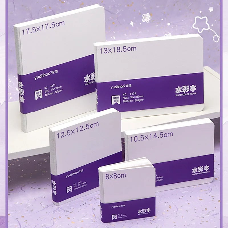 300GSM Watercolor Paper Book 50% Cotton Square Portable Sketch Pad