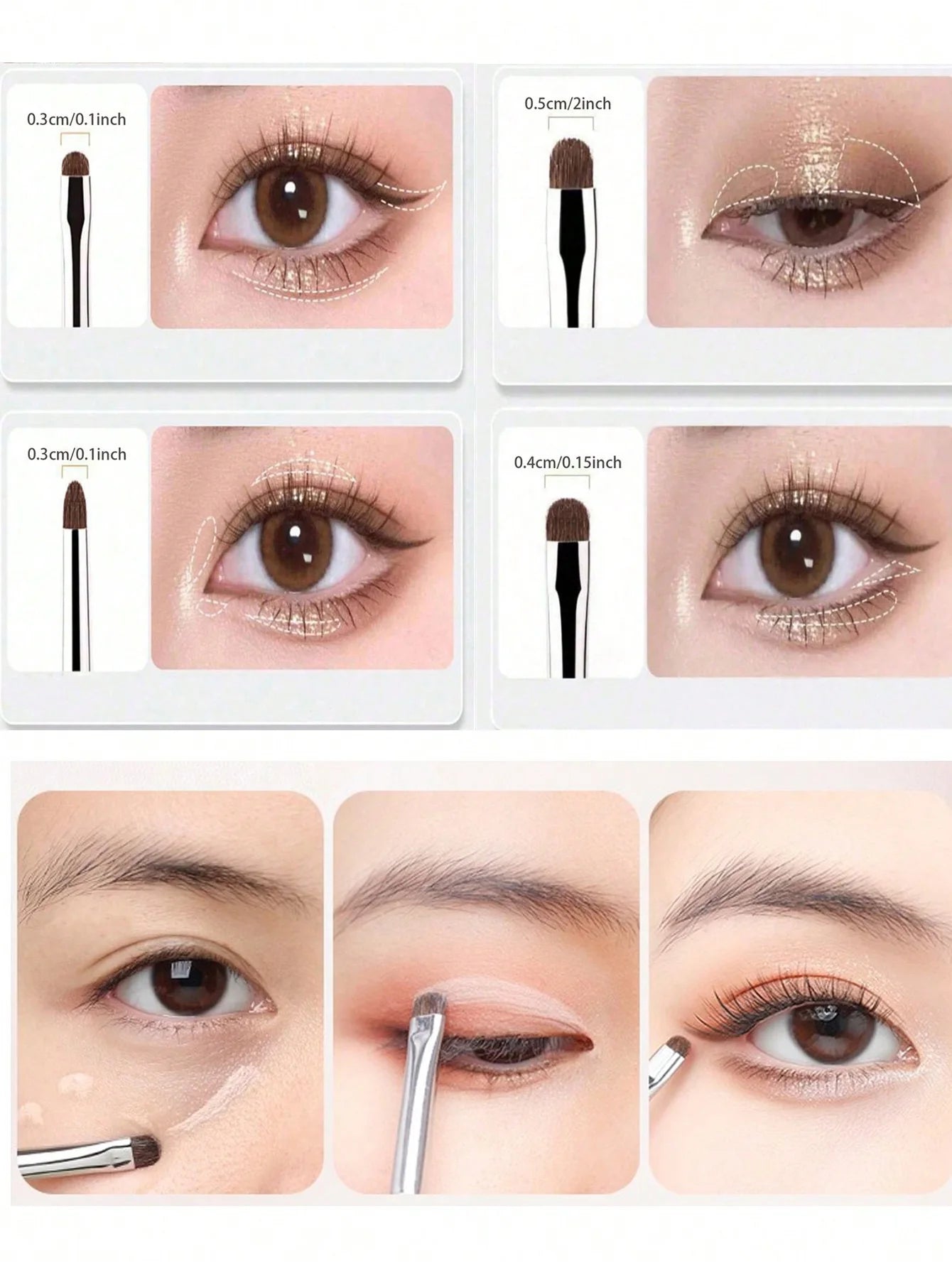 4Pcs Tapered Small Eyeshadow Brushes Set - Detailed Blending & Concealing