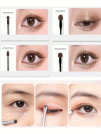 4Pcs Tapered Small Eyeshadow Brushes Set - Detailed Blending & Concealing