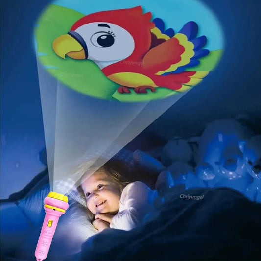 Kids Projector Flashlight 80 Patterns 10 Cards Educational Bedtime Toy