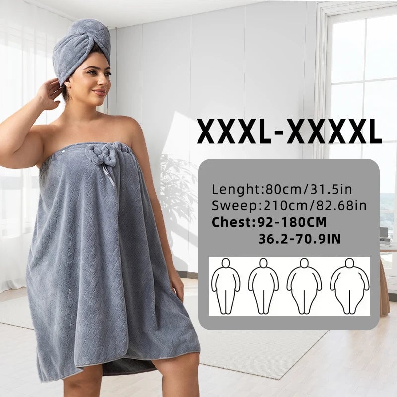 Super Absorbent Bath Towel Set with Wearable Skirt & Princess Cap