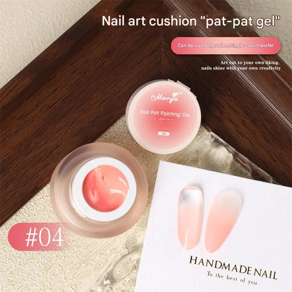 Cushion Patting Gel Polish - Ombre Black White Peach Gradient Nail Art