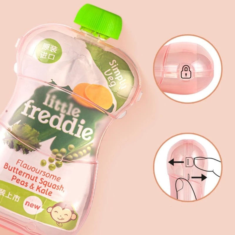 Baby Squeeze Food Pouch Holder - Self Feeding Fruit Puree Feeder