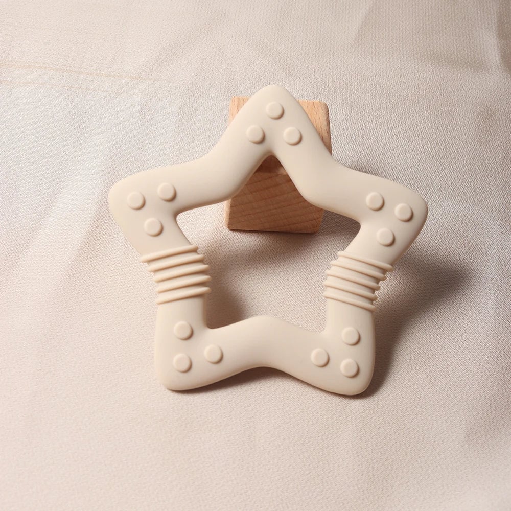 Food Grade Silicone Heart Star Teether - Baby Teething Toy 2024