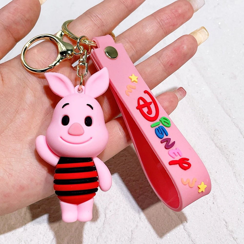 Winnie Pooh PVC Keychain Set - Eeyore Tigger Piglet Character Keyrings