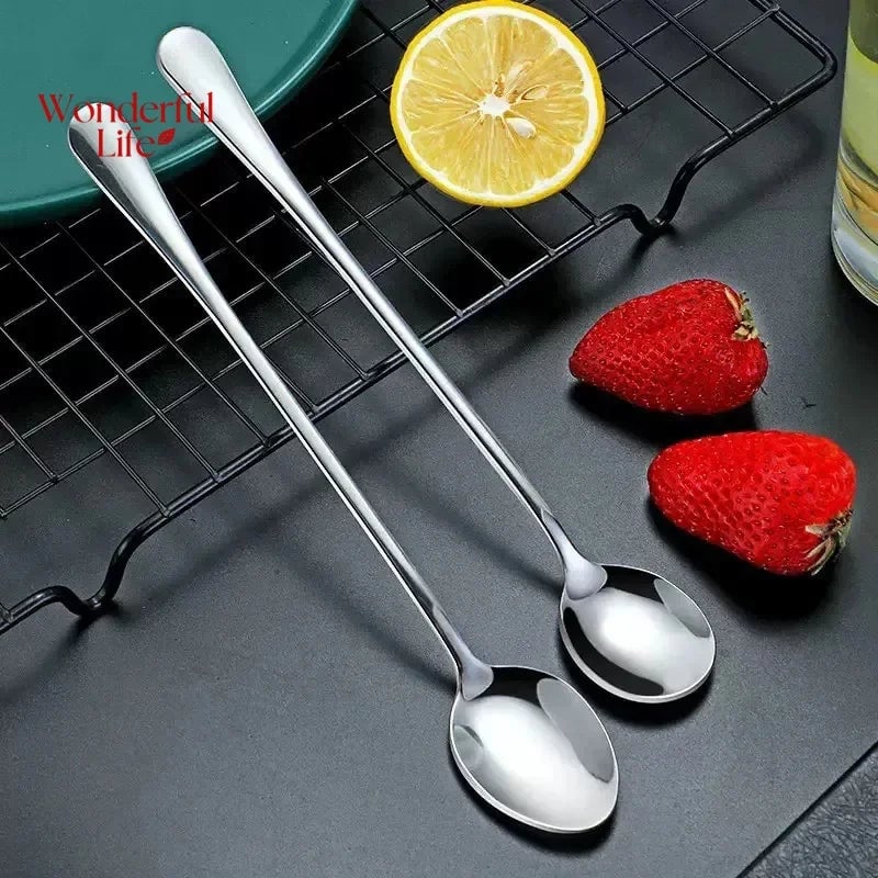 Stainless Steel Long Handle Ice Teaspoons 6pc Set Dishwasher Safe