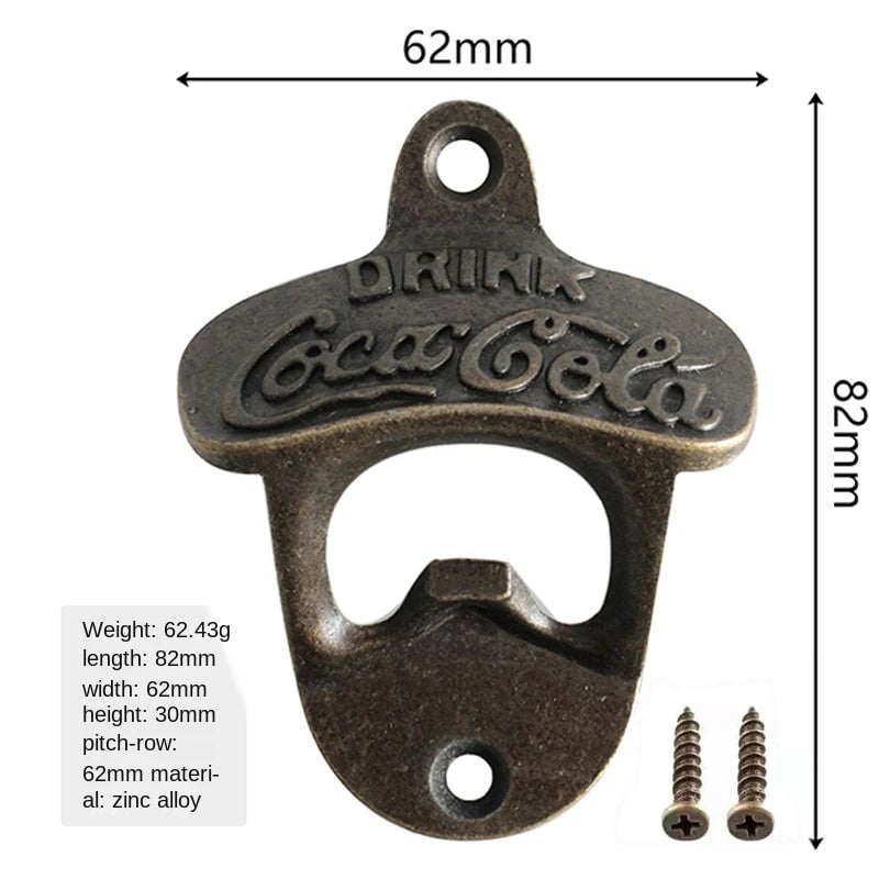 Zinc Alloy Wall Mount Bottle Opener with Screws - Professional Bar Tool