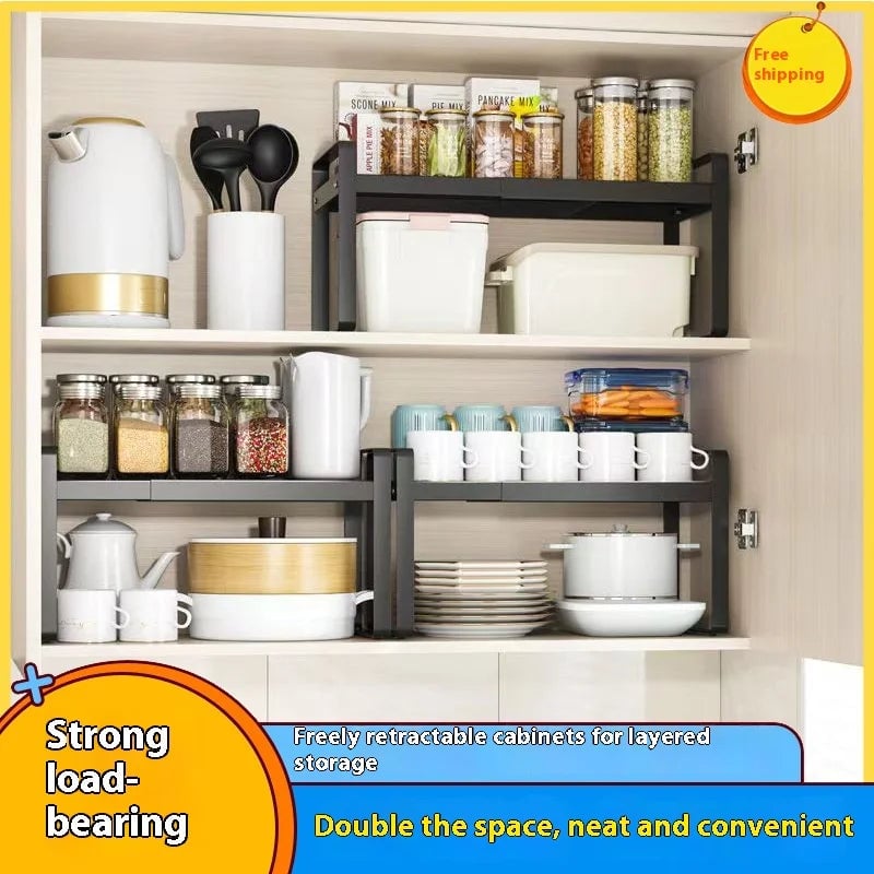 3-Tier Microwave Rack Retractable Countertop Kitchen Organizer